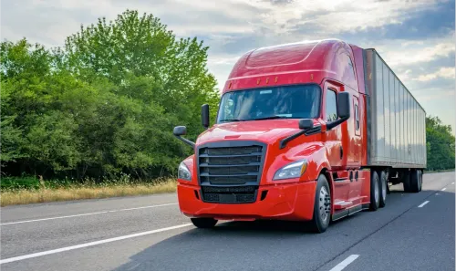 Trailer driving on the road.